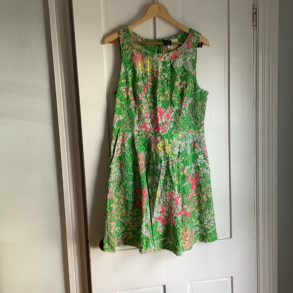 Anthropologie Green/Pink Lace & Sequin Dress | Maeve 12